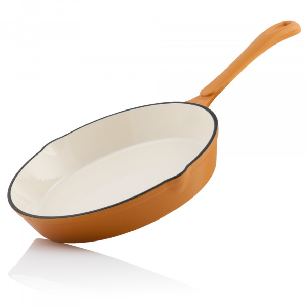 Mahlzeit Gusseisen Bratpfanne emailliert Ø 24 cm | Sunny Orange | Gußeisenpfanne mit zwei Ausgießern