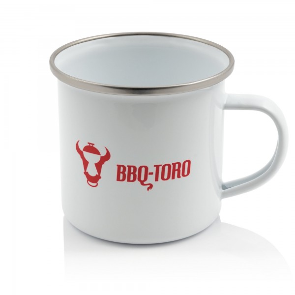 BBQ-Toro Emaille Tasse | 350 ml Emaillebecher | Kaffetasse für Camping, Outdoor