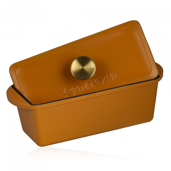 Mahlzeit Gusseisen Bräter mit Deckel emailliert, 3 Liter, Sunny Orange, Schmortopf, Bratentopf