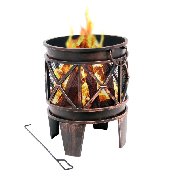 BBQ-Toro Feuerkorb "Plum" Ø 42 cm inkl. Schürhaken, in Antik-Rost-Optik, für Garten und Terrasse
